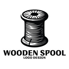 Wooden Spool Vector Logo Design
