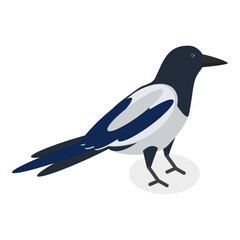 3D Isometric Flat Vector Set of City Birds, Sparrow, Tit, Pigeon, and Crow. Item 4