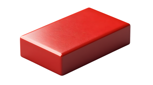 A vibrant red rectangular object with a smooth surface ideal for design elements product mock