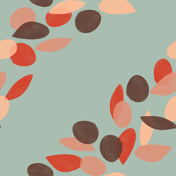 Seamless Pattern Repeat Abstract organic brushes shapes textured, modern and playful pattern in red blue green brown beige neutral tones