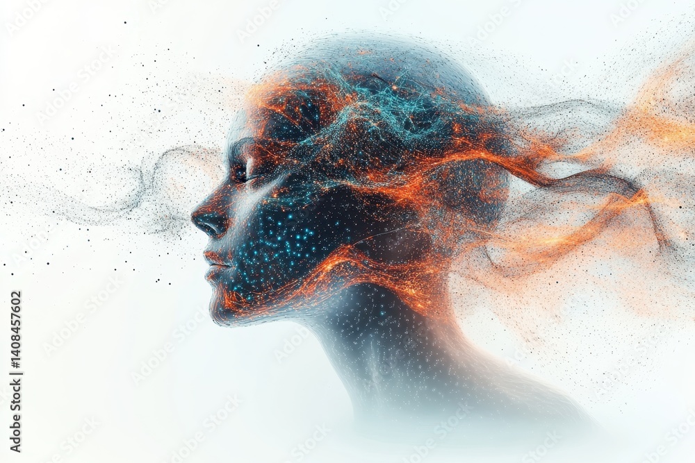 Poster Visual representation of abstract data patterns resembling waves with vibrant colors and dynamic textures in a digital environment