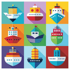 Ship silhouette bundle set vector design