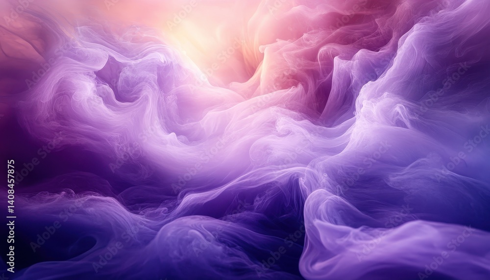 Poster Delicate purple fabric flowing gracefully in a soft and calming abstract display of colors and textures in a serene environment