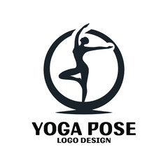 Yoga Pose Vector Logo Design