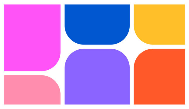 Colorful collage Bento Grid Vector Layout with Abstract Rounded Geometric Block, vibrant bento grid or collage with nature colors, bento pattern or background design