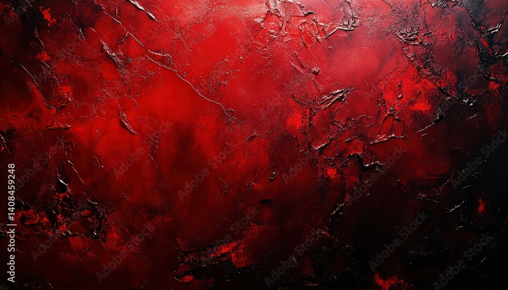 Poster textured red abstract painting with layered strokes and depth, created to evoke strong emotions in a