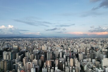 Stunning panoramic view of Sao Paulo skyline during sunset