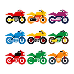 Motorcycle Colorful and logo icons set bundle vector design