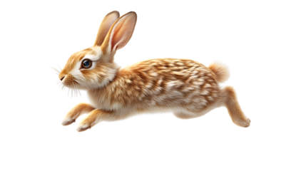 Agile Rabbit in MidJump A Detailed Illustration of a Leaping Bunny with Soft Fur and Expressi
