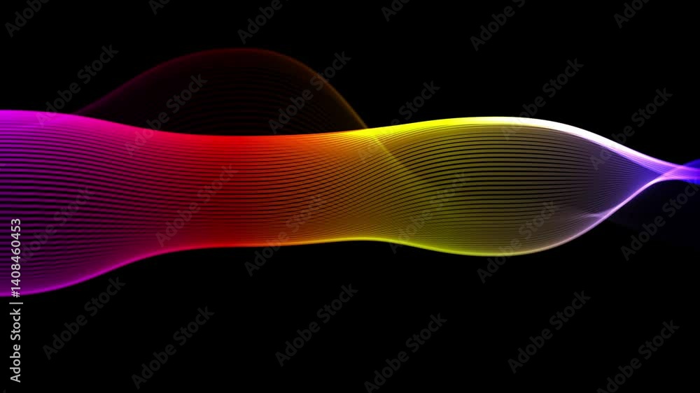 Poster abstract colorful wave motion vibrant swirling lines on dark background