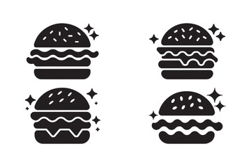 Burger Vector Silhouettes with Sparkles Minimal Black Icon Set