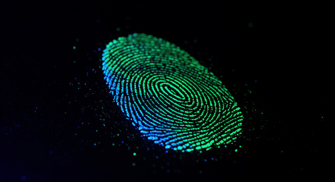 A fingerprint that became fluorescent and visible after being treated with luminol
