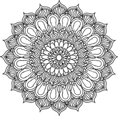 Beautiful Mandala Illustrations Adult Coloring Book Pages Black & White.eps