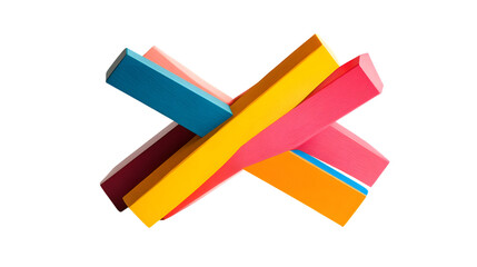 Colorful Abstract Cross Design with Vibrant Rectangles Intersecting in a Dynamic Composition fo