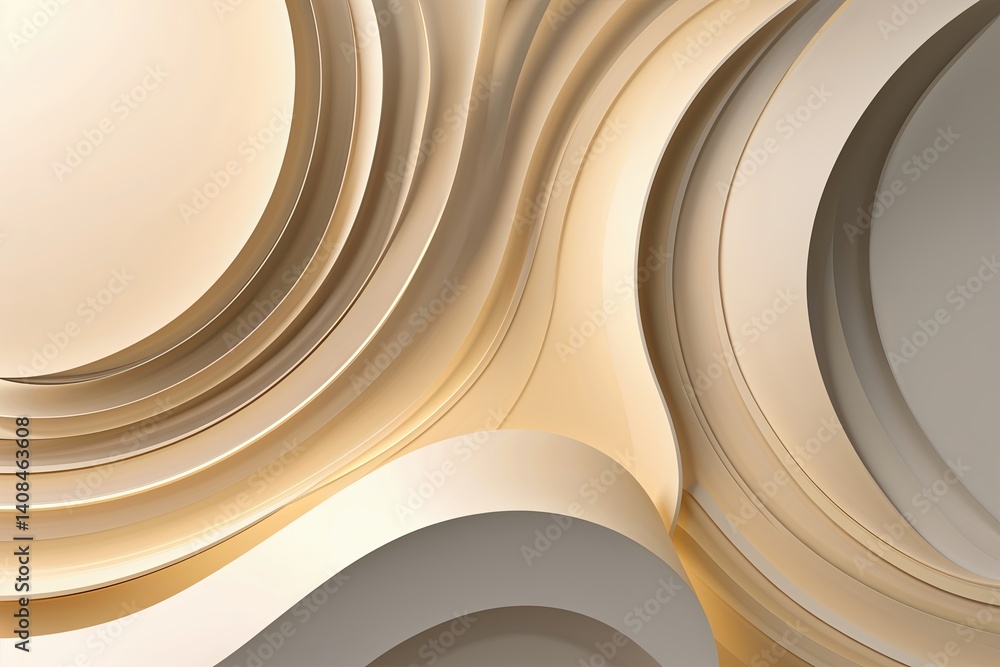 Poster elegant cream background with wavy lines and smooth gradient colors