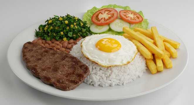 Prato Feito with Rice, Beans, and Fried Egg