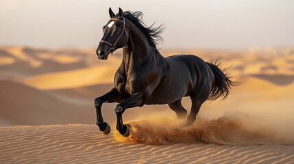 horse running in the desert