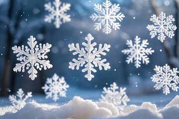 Serene Winter Wonderland with Gentle White Snowflake Pattern Decor