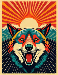 Generated Image of a Radiant Wolf: A Vibrant Sunrise
