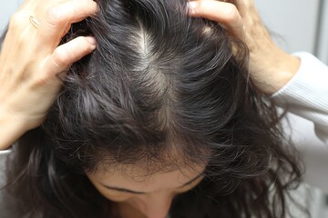 Fototapeta premium Women Hairloss Severe Scalp Pattern Woman Hair Loss Background Design 