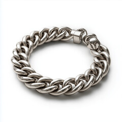 Naklejka premium Embrace Chic Elegance with a Silver Bracelet Captured Perfectly in a Pristine Top View Gorgeously