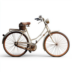 Travel in Retro Style with a Rustic Vintage Bicycle Showcased on a Plain White Backdrop