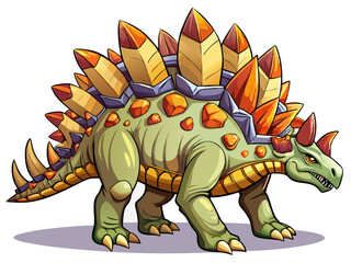 Fototapeta premium A high-quality vector illustration of a Stegosaurus with large back plates and spiked tail, isolated on a white background, prehistoric and peaceful