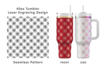 Spider web tileable pattern. Seamless laser engraving design for 40oz tumbler. Full tumbler wrap. Vector illustration.