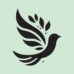 Minimalist Bird with Branch Logo – Elegant Nature Vector Design.
