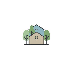 House and trees illustration