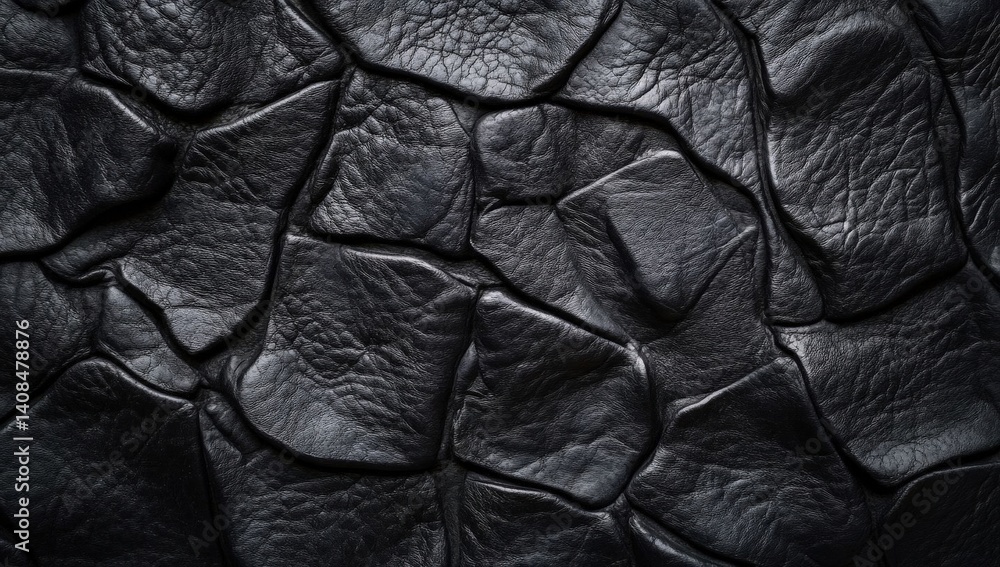 Aufkleber close-up of black leather texture featuring a grainy pattern, ideal for design projects. rich, sleek