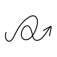 Simple hand-drawn curving arrow design on a plain background. Minimalist sketch-style illustration, perfect for infographics, presentations, or creative layouts.