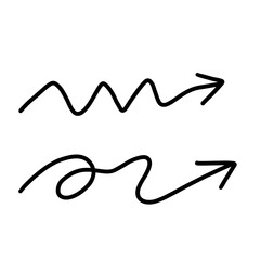Hand-drawn double wavy arrow pointing to the right, sketched in a loose, artistic style. Ideal for creative designs, direction indicators, or abstract visual guides.