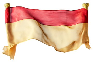 Elegant Red and Gold Draped Fabric Gracefully Hanging Between Pillars a Luxurious Textile Display