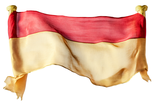 Elegant Red and Gold Draped Fabric Gracefully Hanging Between Pillars a Luxurious Textile Display