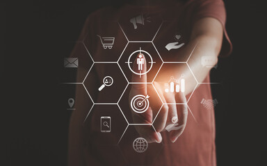 Digital marketing plan and strategies to target customer. Customer behavior analysis concept....