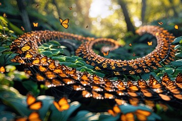 Obraz premium Stunning Nature Backgrounds Featuring Butterfly Spiral Trails
