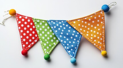 Fototapeta premium Colorful fabric bunting with polka dots.