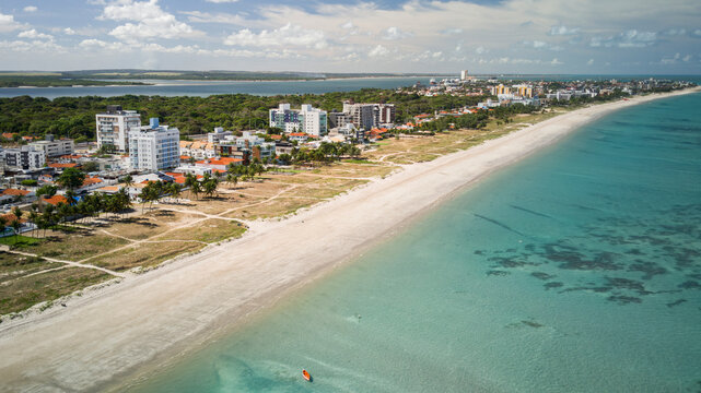 Aerial View of Camboinha Beach, Cabedelo, Para&iacute;ba, Brazil on a Sunny Day