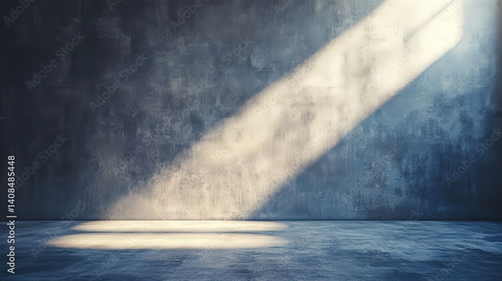 Aufkleber abstract empty concrete wall casting shadows, illuminated by sunlight, creating a minimalist backdro