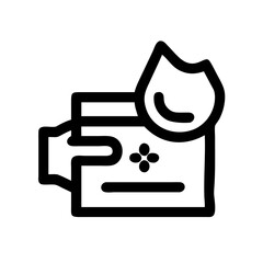 A black outline icon depicting a hand holding a wipe, perfect for hygiene, cleaning, and sanitation-related designs.
