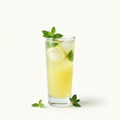 Refreshing homemade lemonade with mint served in a tall glass for a sunny summer picnic