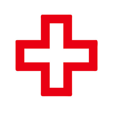 A bold red cross icon, representing universal healthcare, first aid, and emergency services. Ideal for medical branding and emergency-related designs.