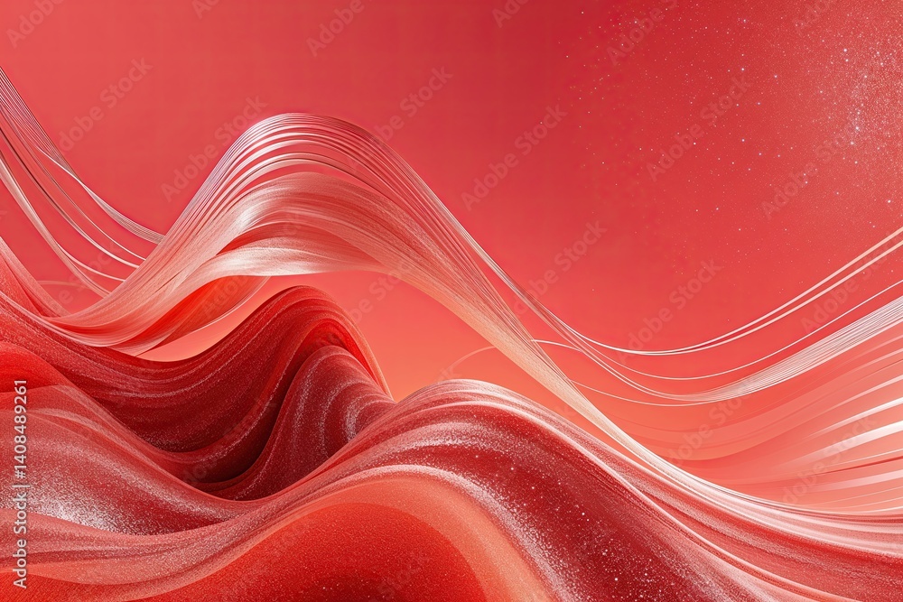 Poster dynamic coral background with flowing lines and glimmering gradient