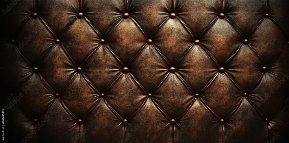 Poster high-resolution top view of a dark brown leather background, showcasing a hyperrealistic texture and