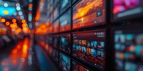 Obraz premium Vibrant Digital Displays Captivating Images and the Evolution of Entertainment Technology
