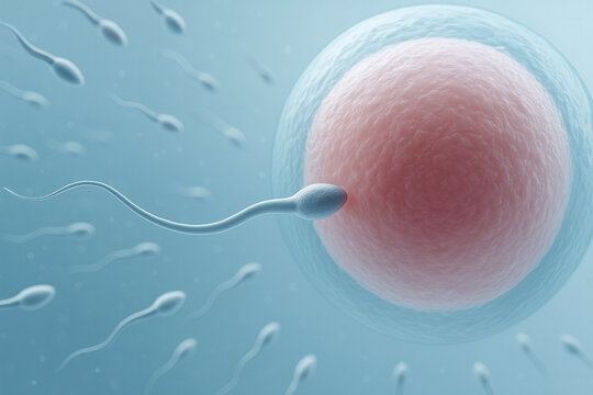 Sperm reaching egg cell during fertilization
