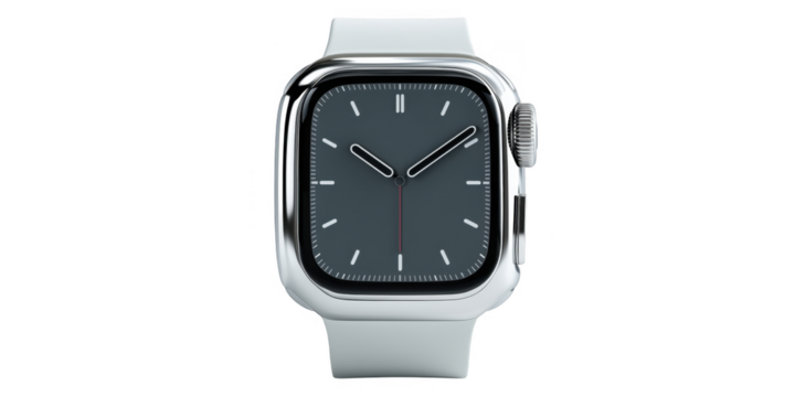 Minimalist digital watch with square face and black screen