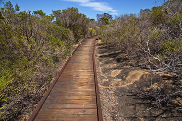 Hiking track from Rotary lookout to Lover's Beach Lookout in Esperance, Western Australia,...