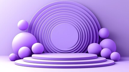 Obraz premium Modern Abstract Stage Design with Circular Shapes and Purple Tones